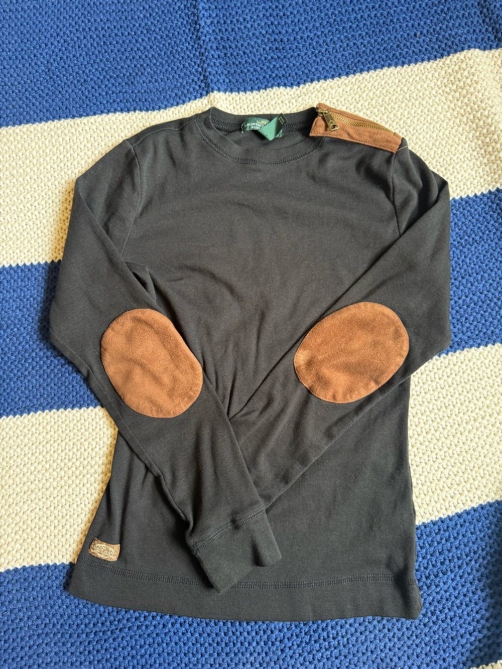 Ralph Lauren Black long sleeve w/ Elbow Patches Women’s Size XS